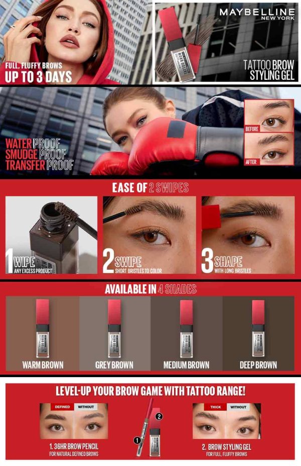 Maybelline tattoo brow styling gel 262 BLACK BROWN