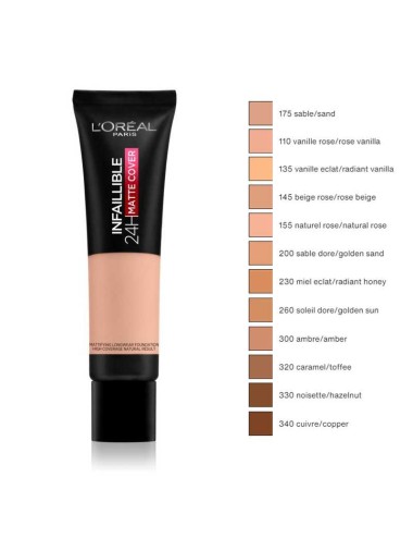 L'oreal infallible fondotinta 24h matte cover 145 beige rosè