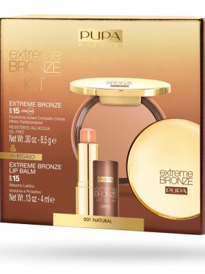 PUPA EXTREME BRONZE KIT FONDOTINTA SOLARE 002 GOLD+LIP BAM SPF 15
