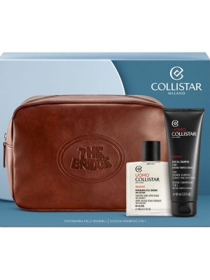 COLLISTAR COFANETTO UOMO DOPOBARBA PELLI SENSIBILI 100ML Più Doccia Shampoo 3in1 100ml Più Travel Bag THE BRIDGE