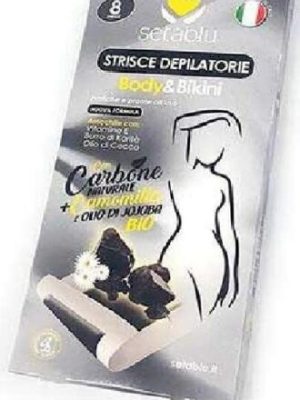 SETA BLU STRISCE DEPILATORIE 18PZ BODY E SKIN CON CARBONE E CAMOMILLA