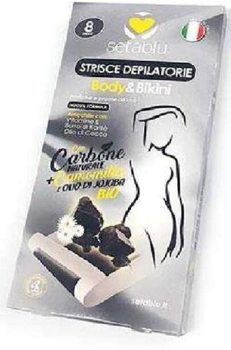 SETA BLU STRISCE DEPILATORIE 18PZ BODY E SKIN CON CARBONE E CAMOMILLA