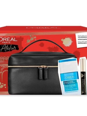 L`OREAL COFANETTO REGALO MASCARA VOLUMINOUS NERO Più EYELINER PERFECT SLIM NERO Più STRUCCANTE BIFASICO Più BEAUTY