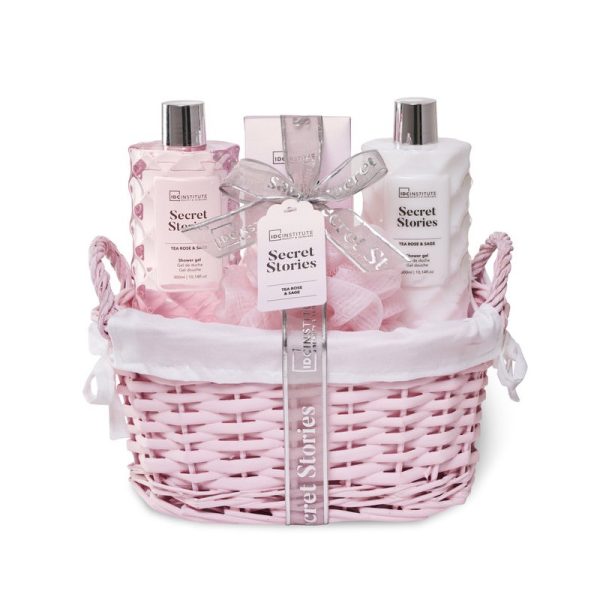 Idc Institute Secrets Stories Tea Rose & Sage Cofanetto Gel Doccia + Lozione Corpo + Sali Bagno + Spugna - 4Pz