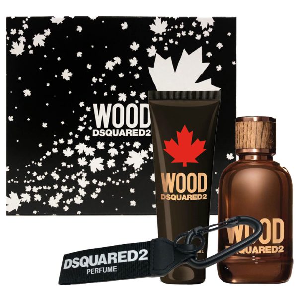 DSQUARED2 COFFRET WOOD POUR HOMME EDT 100ML+S/G100ML+PORTACHIAVI